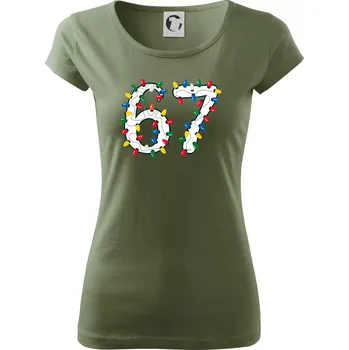 Dámské tričko 67 vánoční osvětlení - Dámské triko Pure - M ( Khaki )