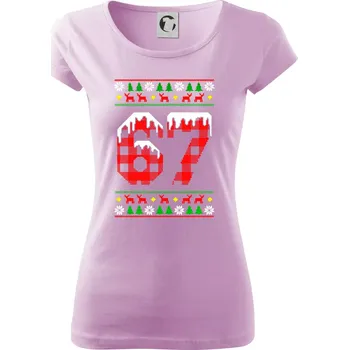 Dámské tričko 67 vánoční motiv - Dámské triko Pure - 2XL ( Orchid )