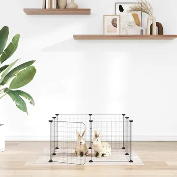 Nábytek XL 8dílná klec pro domácí mazlíčky s dvířky černá 35 x 35 cm ocel 171622