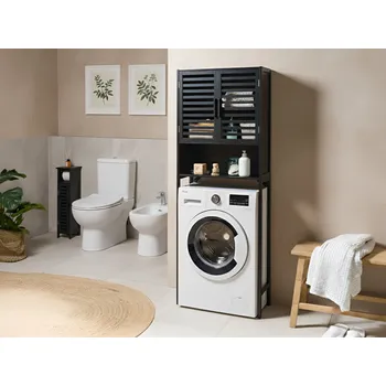 Knihovna Koupelnová knihovna ze světle hnědého dřeva bambusové koupelnové úložiště v minimalistickém stylu Beliani