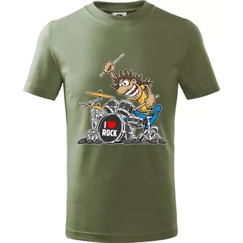 Chlapecké oblečení I love rock bubeník - Tričko dětské bavlněné - 122 cm/6 let ( Khaki )