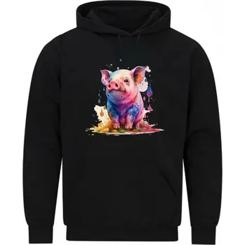 Pánská mikina Pánská mikina Barevné Prasátko (Velikost: 5XL, Barva: Černá)
