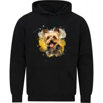 Pánská mikina Pánská mikina Jorkšírský teriér s Úsměvem (Velikost: 5XL, Barva: Černá)