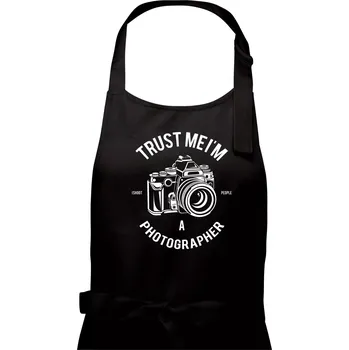 Kuchyňská zástěra Trust me Photographer - Dámská zástěra na vaření - Univerzální velikost ( Černá )