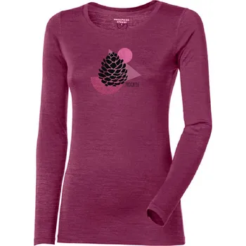 Dámské merino triko PROGRESS Hela Cone s dlouhým rukávem - ostružinová Velikost: S