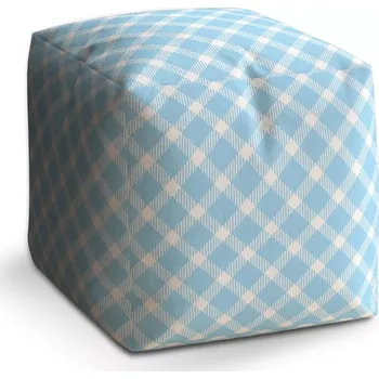 Taburet Sablio Taburet Cube Modrobílé čtverce: 40x40x40 cm