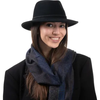 Klobouk Fiebig - Headwear since 1903 Kašmírový černý cestovní klobouk Fiebig Velikost: 61 cm (XL)