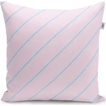 Polštář Sablio Polštář Modré pruhy na růžové - 40x40 cm