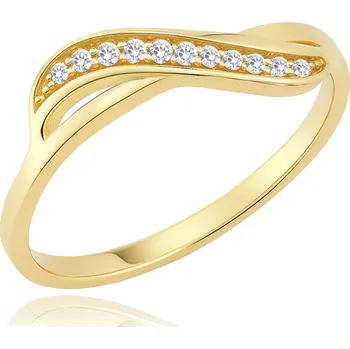 Módní doplněk MINET Luxusní zlatý prsten s bílými zirkony Au 585/1000 vel. 55 - 1,35g