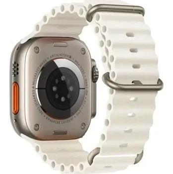 Silikonový řemínek 46 mm pro Apple Watch S10 Voděodolný pásek s titanovou přezkou Nastavitelná smyčka a vícepolohové zapínání nude