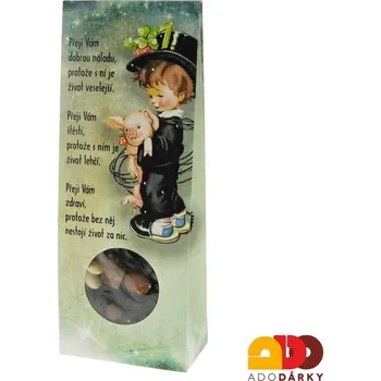 Směs rozinek v čokoládě "Kominíček"90 g (Dárkové balení oříšků a sušeného ovoce )