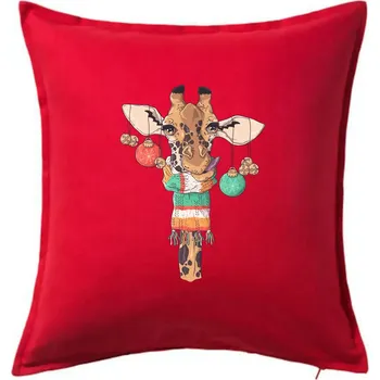 Polštář Vánoční žirafa - Polštář 50x50 - 50x50 - Pouze potah ( Červená )
