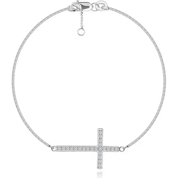 Náramek Náramek ze stříbra 925 - latinský kříž zdobený čirými zirkony