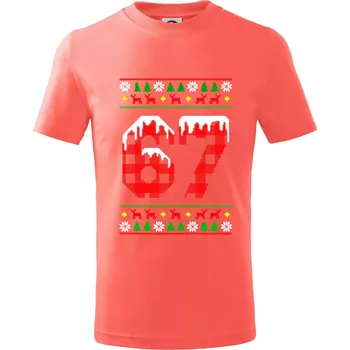 Chlapecké tričko 67 vánoční motiv - Tričko dětské bavlněné - 98 cm / 2 roky ( Korálová )