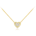 MINET Zlatý náhrdelník srdce s bílými zirkony Au 585/1000 1,40g JMG0313WGN46