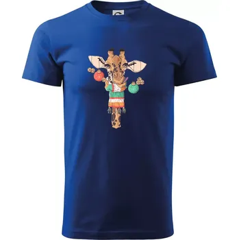 Pánské tričko Vánoční žirafa - Triko extra velké (5-8XL) - 6XL ( Královská modrá )