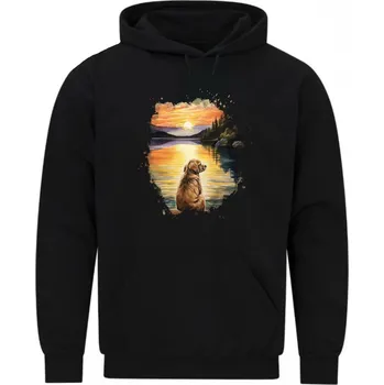 Pánská mikina Pánská mikina Zlatý retrívr při Západu Slunce (Velikost: 5XL, Barva: Černá)