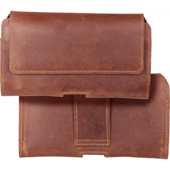 Pouzdro na mobilní telefon Kožené pouzdro na pásek Royal Crazy Horse 3XL hnědé pro telefony do 17 x 9 x 1,5cm (Kožené pouzdro, obal Royal Crazy Horse 3XL na mobil Umidigi Bison 2 Pro, GT2 Pro 5G, X10 Pro, 202, DOOGEE S98, S96 Pro, S88 Pro, S58 Pro, S40 Pro, HAMMER Blade 5G, Iron 3,