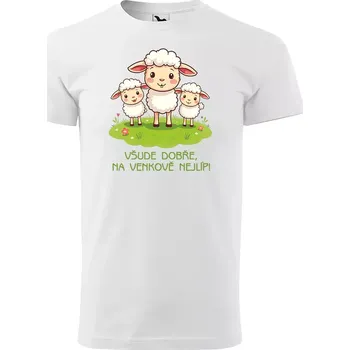 Pánské tričko Sablio Tričko s potiskem Všude dobře, na venkově nejlíp - bílé XL