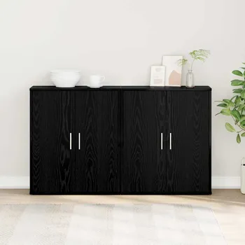 přebalovací pult a komoda Servírovací skříň 2 pcs Černý dub 60 x 31 x 70 cm Černá3365552