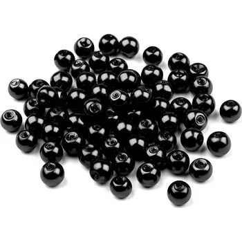 Dětské navlékací korálky Skleněné voskové perly Ø6 mm, velké, 20B černá