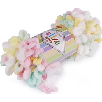 Příze Pletací příze Alize Puffy color 100 g, barva 4 (5862) žlutá světlá