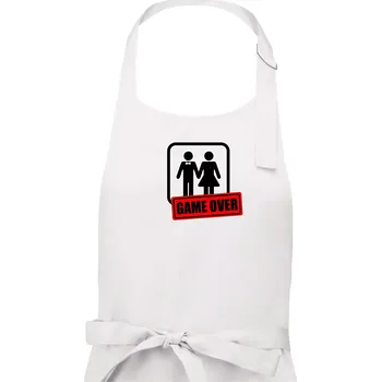 Kuchyňská zástěra Bachelor Party - Game over (hetero) - Dámská zástěra na vaření - Univerzální velikost ( Bílá )