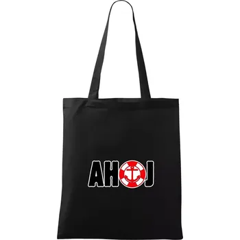 Nákupní taška Pozdrav vodáka ahoj - Taška bavlněná - 42 x 38 cm ( Černá )