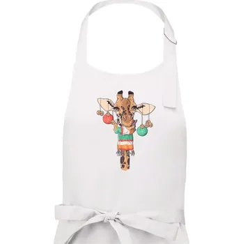 Kuchyňská zástěra Vánoční žirafa - Dámská zástěra na vaření - Univerzální velikost ( Bílá )
