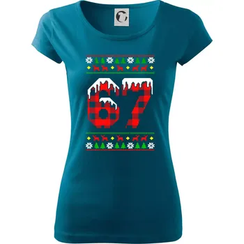 Dámské oblečení 67 vánoční motiv - Dámské triko Pure - 3XL ( Petrolejová )
