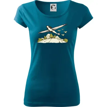 Dámské oblečení Kluzák kreslený - Dámské triko Pure - 2XL ( Petrolejová )