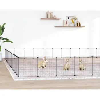 60panelová ohrádka pro zvířata s dvířky černá 35 x 35 cm ocel Černý 3114024