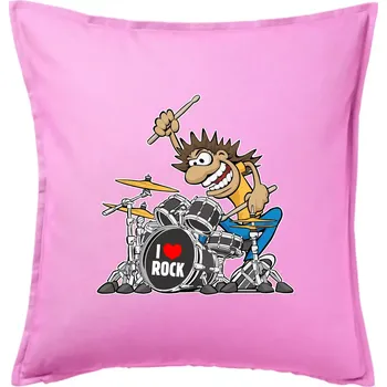 Polštář I love rock bubeník - Polštář 50x50 - 50x50 - Pouze potah ( Růžová )