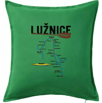 Polštář Mapa řeky Lužnice - Polštář 50x50 - 50x50 - Pouze potah ( Středně zelená )
