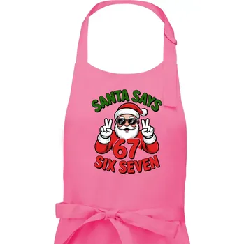 Kuchyňská zástěra Santa says 67 - Dámská zástěra na vaření - Univerzální velikost ( Růžová )