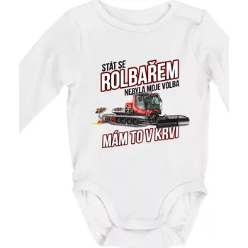 Kojenecký body Stát se rolbařem nebyla moje volba, mám to v krvi - Body kojenecké s dlouhým rukávem - Dlouhý r. do 3 měs ( Bílá )