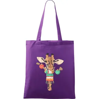 Vánoční žirafa - Taška bavlněná - 42 x 38 cm ( Fialová )