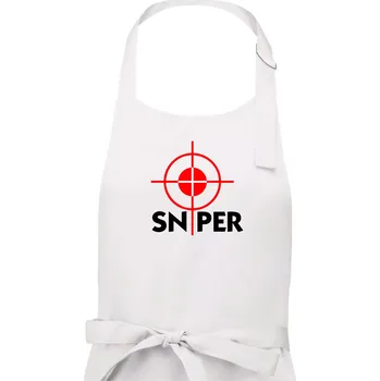 Kuchyňská zástěra Sniper zameřovač - Dámská zástěra na vaření - Univerzální velikost ( Bílá )
