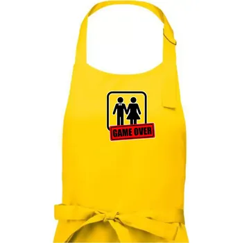 Kuchyňská zástěra Bachelor Party - Game over (hetero) - Dámská zástěra na vaření - Univerzální velikost ( Žlutá )