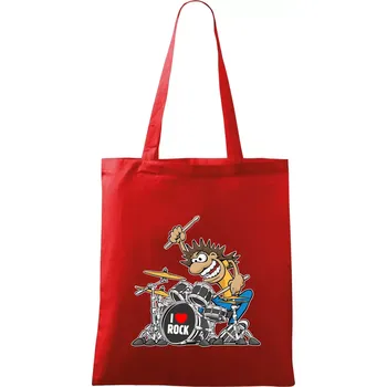 Nákupní taška I love rock bubeník - Taška bavlněná - 42 x 38 cm ( Červená )