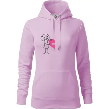 Dámská mikina Párová trička puzzle postavička - Mikina dámská Cape s kapucí - XS ( Orchid )