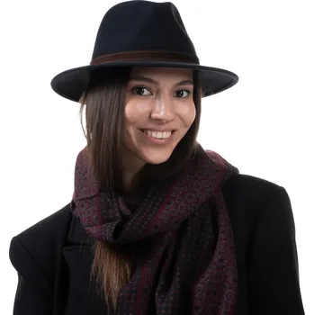 Klobouk Fiebig - Headwear since 1903 Kašmírový modrý cestovní klobouk Fiebig - Traveller Kaschmir Velikost: 59 cm (L)