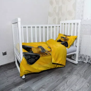 Povlečení Sablio Mikroplyšové dětské povlečení do postýlky Wall-E robot Žlutý - 120x90 / 40x60