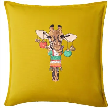 Polštář Vánoční žirafa - Polštář 50x50 - 50x50 - Pouze potah ( Žlutá )