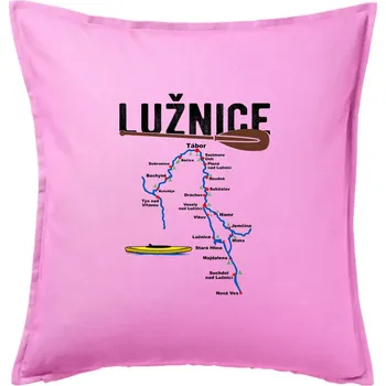 Polštář Mapa řeky Lužnice - Polštář 50x50 - 50x50 - Pouze potah ( Růžová )