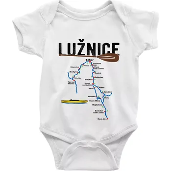 Kojenecký body Mapa řeky Lužnice - Body kojenecké s krátkým rukávem - Krátký r. do 3 měs ( Bílá )