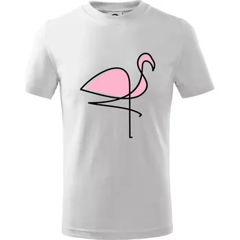 Plameňák na hubené noze - Tričko dětské bavlněné - 98 cm / 2 roky ( Bílá )