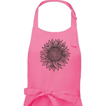 Kuchyňská zástěra Slunečnice kreslená černobílá - Pánská zástěra na vaření - Univerzální velikost ( Růžová )