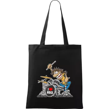 Nákupní taška I love rock bubeník - Taška bavlněná - 42 x 38 cm ( Černá )