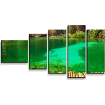 Obraz Sablio Obraz - 5-dílný Jezírko s vodopádem - 100x60 cm